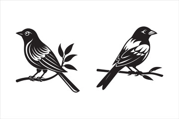 bird on a branch silhouette design vector art create with AI Technology 