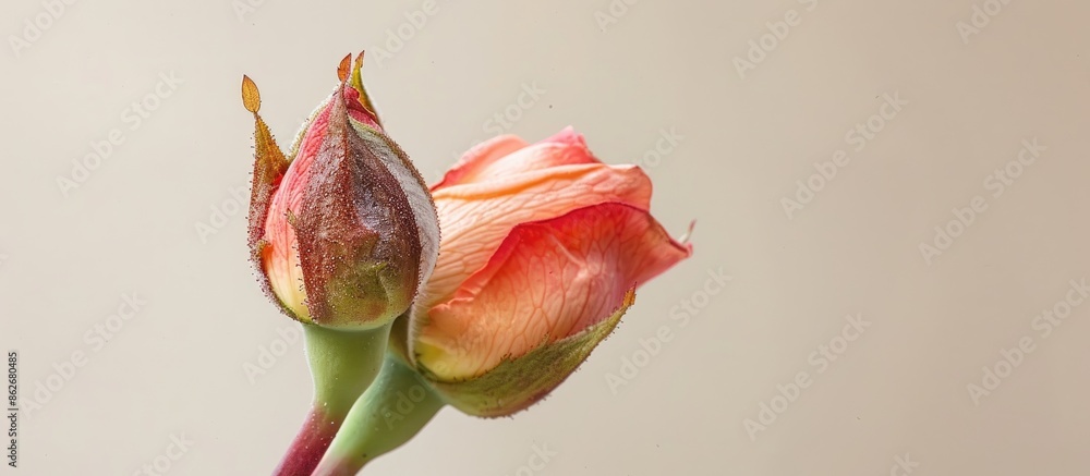 Poster stunning macro shots of rose buds with a captivating copy space image.