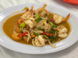 spicy prawn in plate, tauco udang