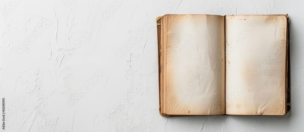 Poster unveil diary on a blank white backdrop with copy space image.