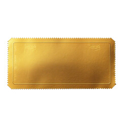 Blank golden ticket isolated on white and transparent background