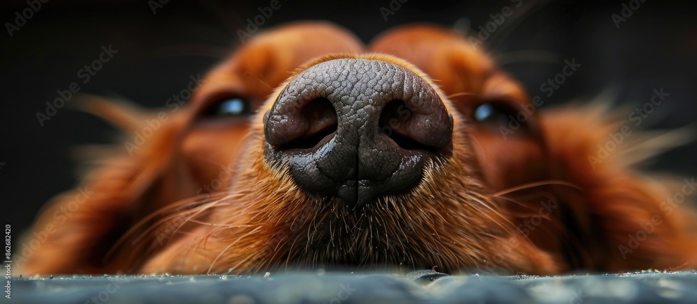 Sticker An Irish Setter dog's lazy snout in a copy space image.