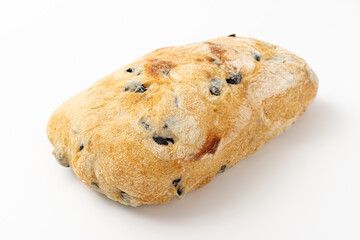 Olive ciabatta on a white background