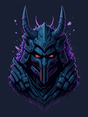 An immortal demon warlord, clad in dark armor, stands with a menacing aura. Fiery eyes and a wicked blade emphasize its eternal power and warrior prowess.