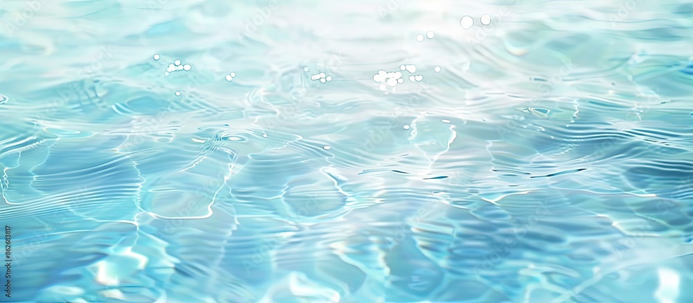 Leinwandbilder water texture mockup background in soft blue with a shimmering light reflection, ideal for a copy sp