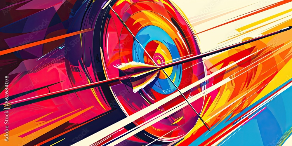 Poster precision shot with arrow in target