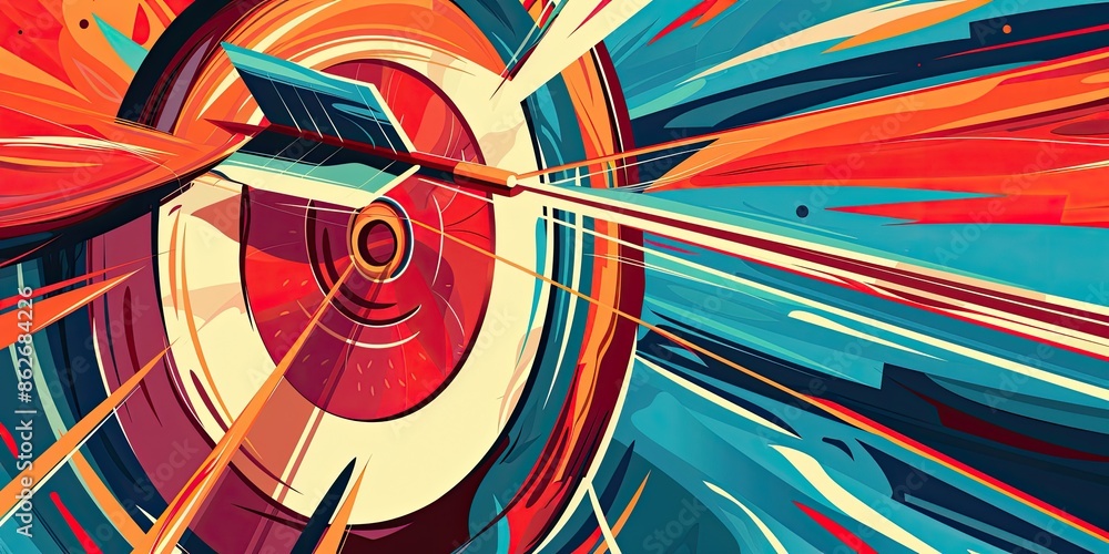 Poster precision shot with arrow in target