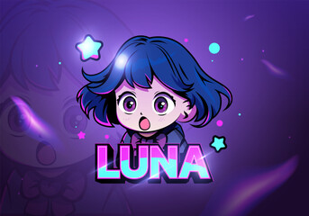 blue little girl gaming logo