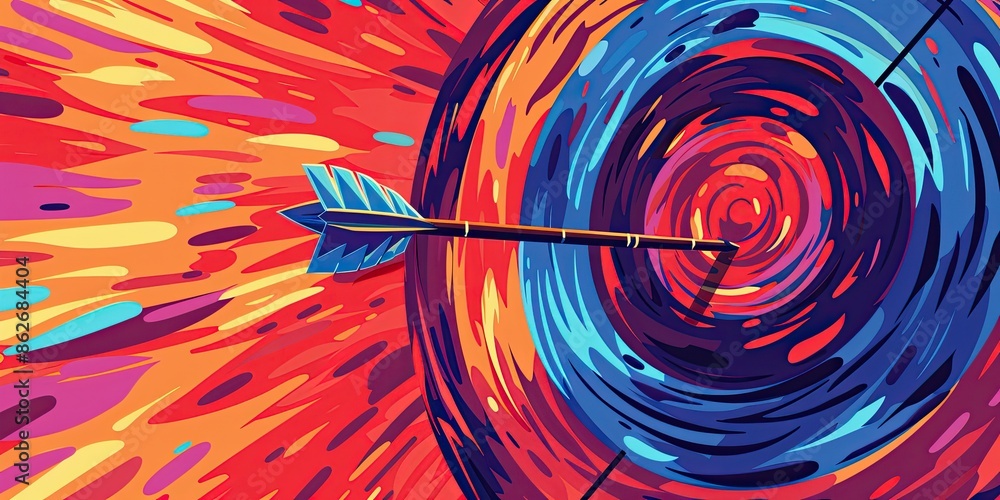 Poster precision shot with arrow in target