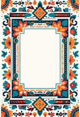 a colorful frame with a picture of flowers and traditional mexican patterns arround it