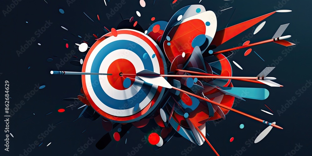 Poster precision shot with arrow in target