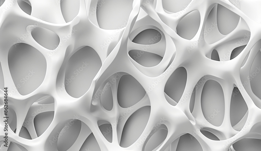 Aufkleber abstract organic background with interwoven shapes and lines in monochrome grey, 3d rendered illustr