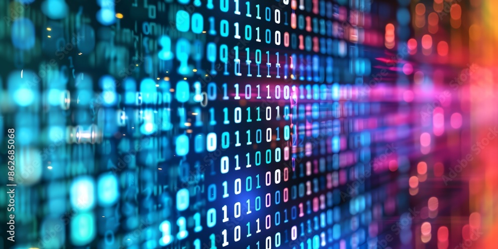 Poster a computer screen with a lot of numbers on it. the numbers are in different colors and are arranged 