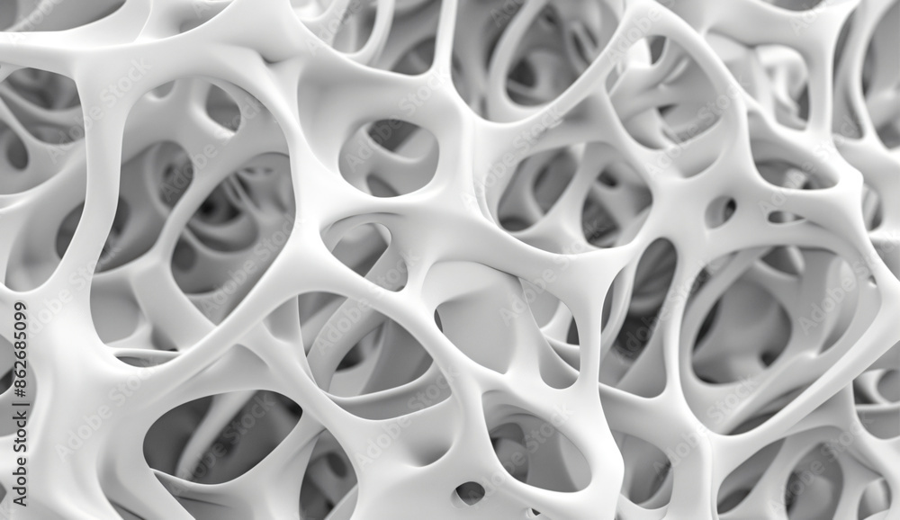 Fototapete abstract organic background with interwoven shapes and lines in monochrome grey, 3d rendered illustr