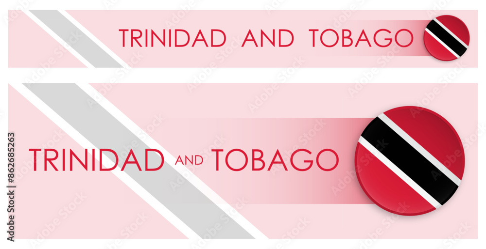 Wall mural trinidad and tobago flag horizontal web banner in modern neomorphism style. webpage trinidad country