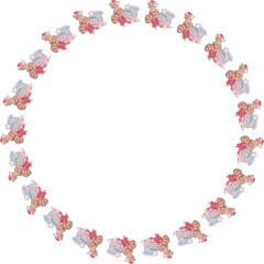 Cartoon cat chritmas wreath illustration on transparent background.