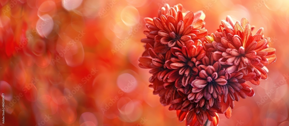 Poster flower heart displayed on a copy space image.