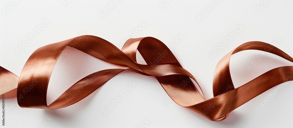 Poster brown ribbon displayed in a qualitative copy space image with a white backdrop.