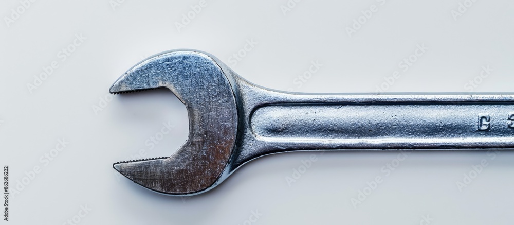 Aufkleber A versatile wrench is placed against a blank white backdrop for a copy space image.