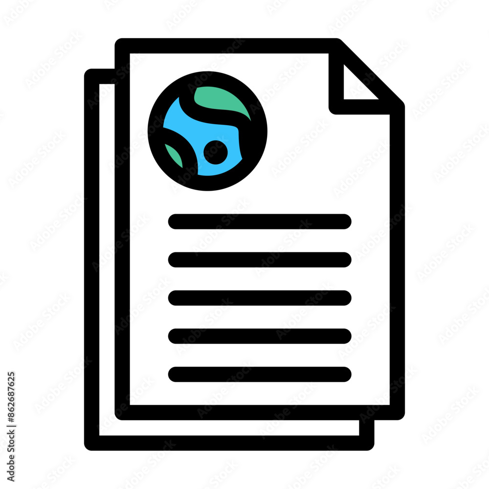 Poster planet report icon celestial design in flat line color style