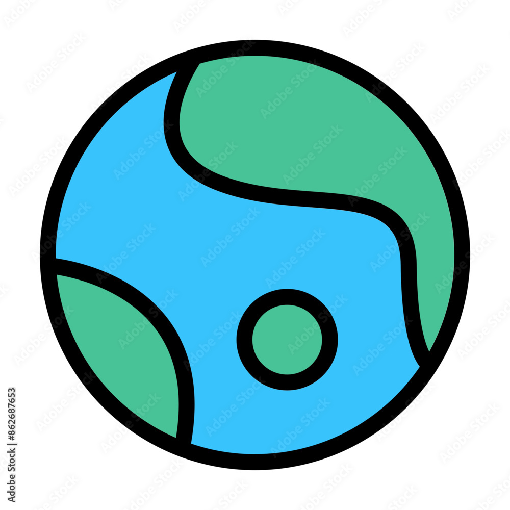 Poster planet icon cosmic design in flat line color style