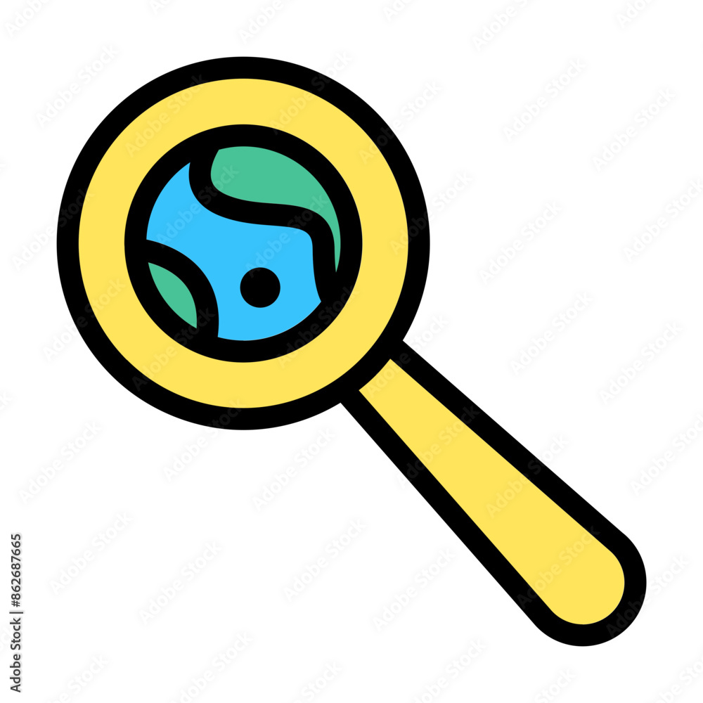Aufkleber planet searching icon exploratory design in flat line color style