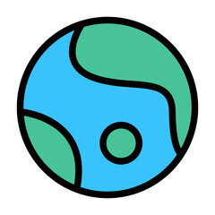 Planet Icon Cosmic Design in Flat Line Color Style
