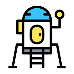 Space Lander Icon Futuristic Design in Flat Line Color Style