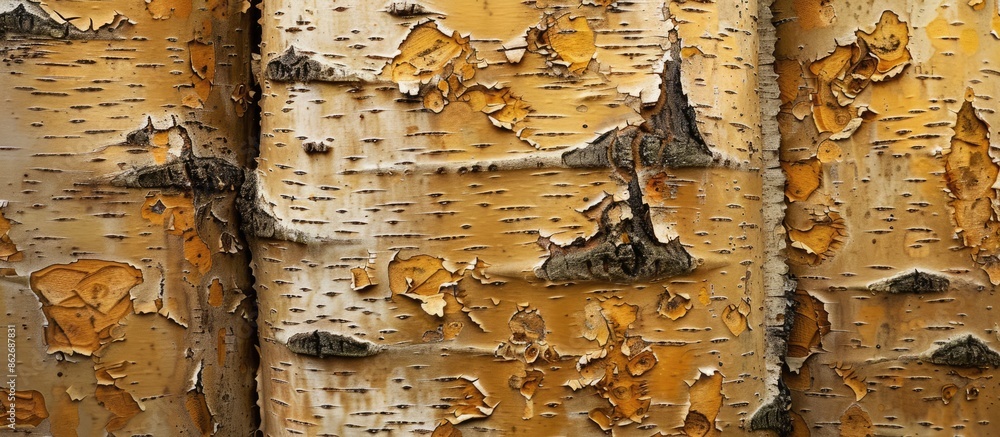 Poster the aged, robust russian birch's bark makes a dramatic backdrop for a copy space image.