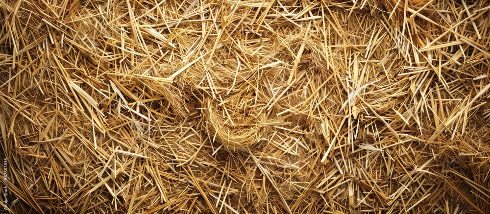 Aufkleber Background of dry straw texture embellished with space for text insertion in an image. Copy space image. Place for adding text and design