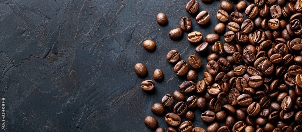 Aufkleber dark background with coffee beans creates a striking copy space image.
