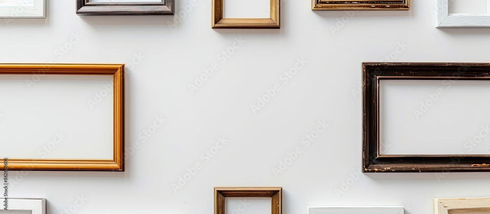 Aufkleber frames seen from a top perspective on a white background isolated for copy space image.