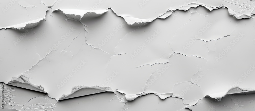 Poster collection of torn white paper on a gray background, providing a clean aesthetic with ample copy spa