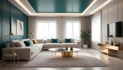 Fototapeta premium Photo interior modern design room 3d illustration