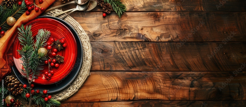 Aufkleber festive backdrop for the holiday table setting with copy space image.