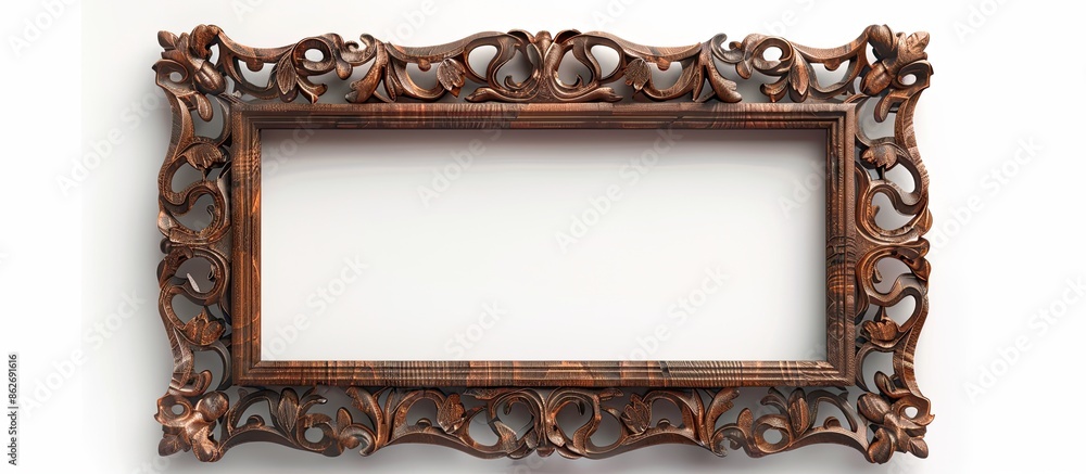 Aufkleber Wooden picture frame displayed on a white background with copy space image.