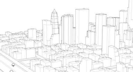 big modern city 3d illustration