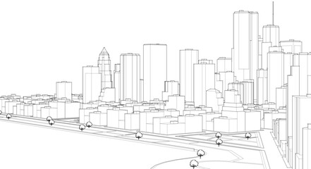 big modern city 3d illustration