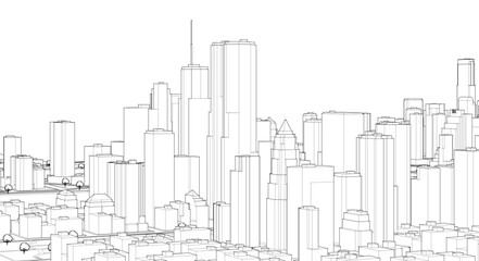 Obraz premium big modern city 3d illustration