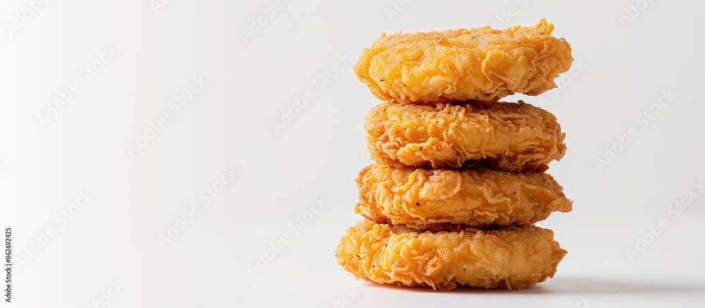 Aufkleber Side view picture of a chicken nugget against a white backdrop, with space for text or graphics. Copy space image. Place for adding text and design