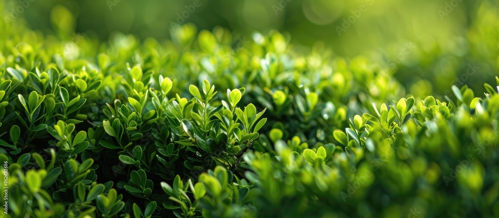 Poster buxus microphylla, a japanese boxwood bush, with a background ideal for adding text or logos - copy 