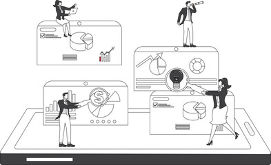 Smartphone online analysis and statistics, Business people