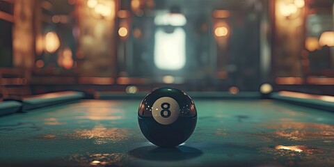 Elegant Eight Ball on Classic Pool Table