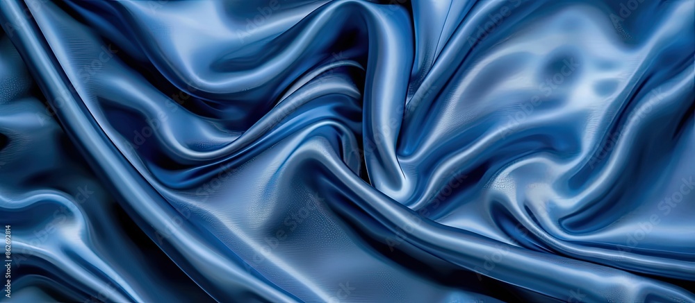 Leinwandbilder luxurious blue satin silk fabric with elegant waves, creating a classic and smooth background design
