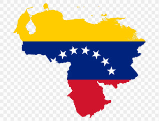 Venezuela map flag  isolated on png or transparent background vector illustration.