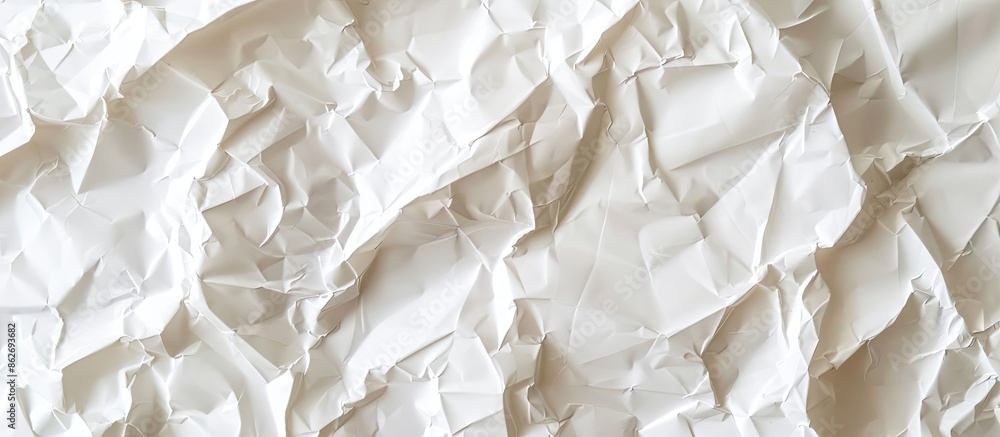 Poster top view of a white paper texture with a crumpled appearance, providing a blank space for images. co