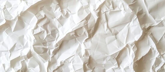 Obraz premium Top view of a white paper texture with a crumpled appearance, providing a blank space for images. Copy space image. Place for adding text and design