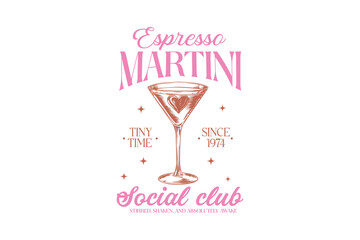 Espresso Martini Social Club Vintage Summer Cocktail SVG T shirt  Design