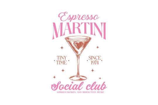 Espresso Martini Social Club Vintage Summer Cocktail SVG T shirt  Design