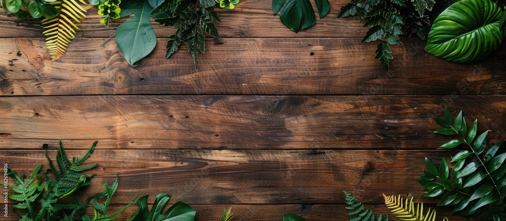Poster top view of a wooden surface with a copy space image.